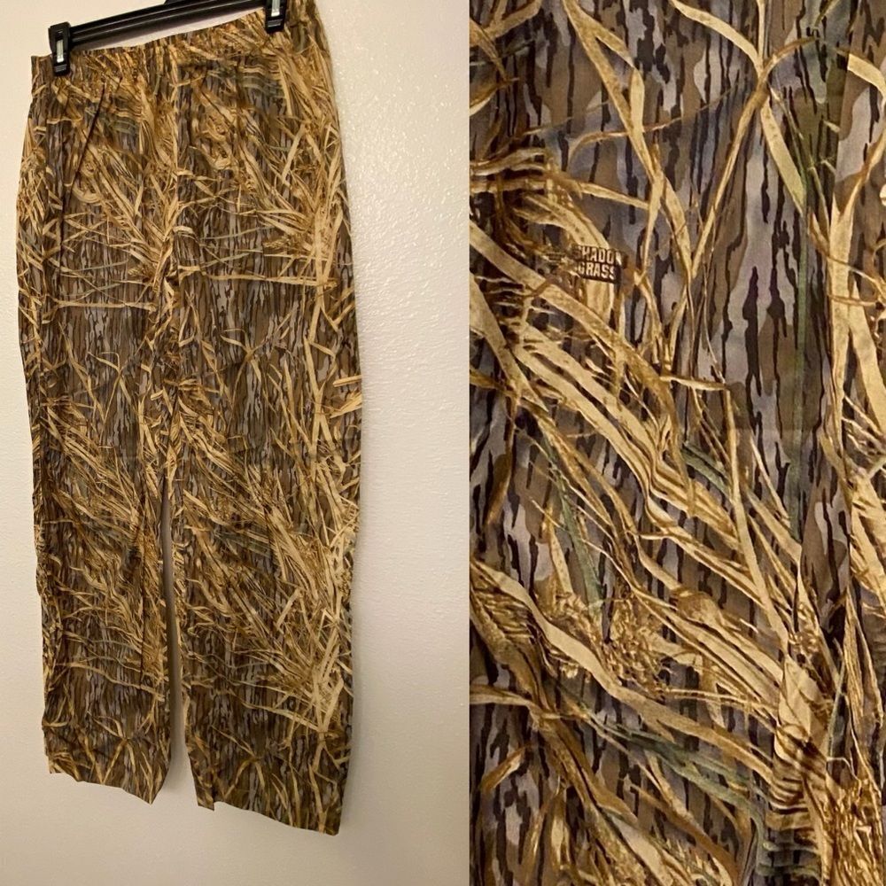 Columbia Nylon Polyamide Pants Hiking Fishing hunting waterproof camo grass M